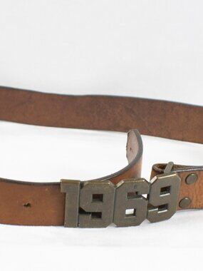 VTG 90s Gap 1969 Brass Buckle Leather Belt Brown Size 36 Made In USA Heavy Duty